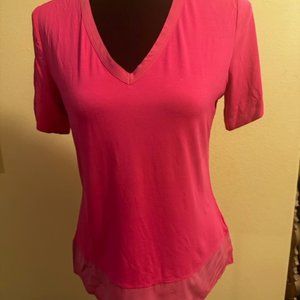 St John Silk Trimmed V-Neck T Shirt